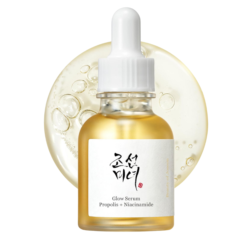 Beauty of Joseon Glow Serum | Propolis + Niacinamide 30ml bottle with dropper and serum texture