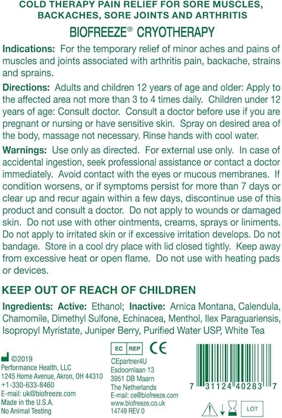 Biofreeze Spray 118ml (2 Pack) – Powerful Cooling Pain Relief for Muscles & Joints