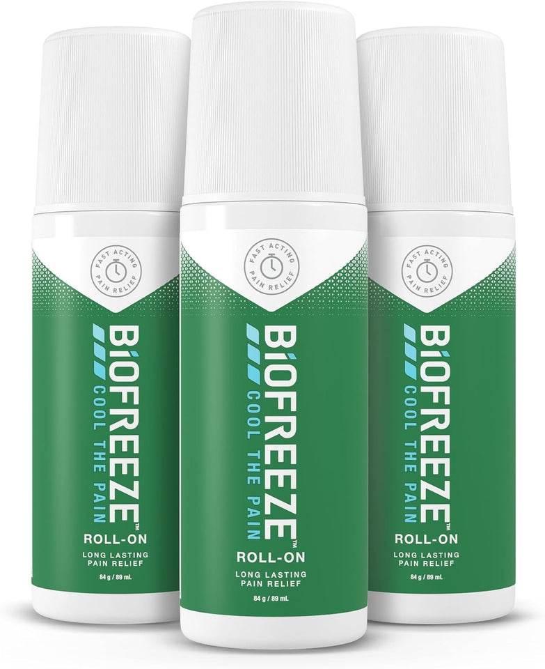 Biofreeze Roll-On 89ml (3 Pack) – Fast Cooling Relief for Arthritis, Back & Joint Pain